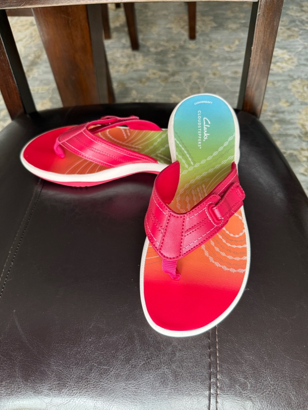 Clarks Women's Pink Cloudsteppers Flip Flops